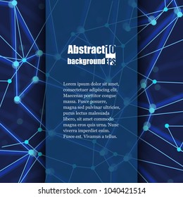 Geometric abstract background with connected line and dots. Structure molecule and communication. Brochure template with abstract background. Eps10 Vector illustration