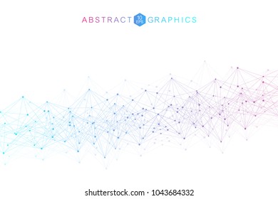 Geometric abstract background with connected line and dots. Big Data Visualization. Global network connection vector. Simple graphic background communication. Technology, science background