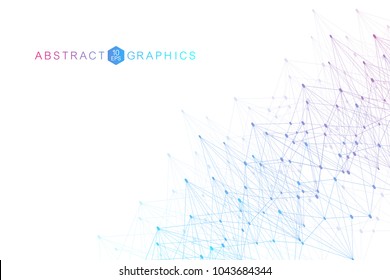 Geometric abstract background with connected line and dots. Big Data Visualization. Global network connection vector. Simple graphic background communication. Technology, science background