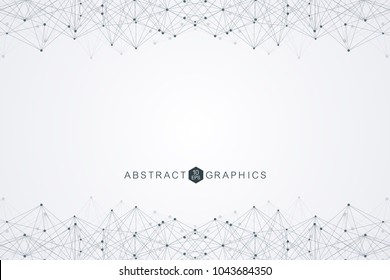 Geometric abstract background with connected line and dots. Big Data Visualization. Global network connection vector. Simple graphic background communication. Technology, science background
