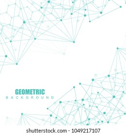 Geometric abstract background with connected line and dots. Big Data Visualization. Global network connection vector. Simple graphic background communication. Technology, science background