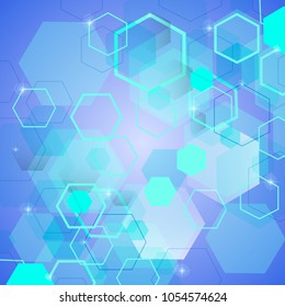 Geometric abstract background with connected line and dots. Structure molecule and communication. Scientific concept for your design. Medical, technology, science background