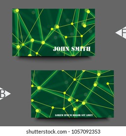 Geometric abstract background with connected line and dots. Structure molecule and communication. Business card template with abstract background. Eps10 Vector illustration