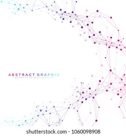 Geometric abstract background with connected line and dots. Graphic background for your design. Vector illustration
