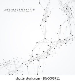 Geometric abstract background with connected line and dots. Graphic background for your design. Vector illustration