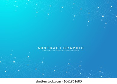 Geometric abstract background with connected line and dots. Graphic background for your design. Vector illustration