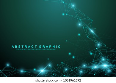Geometric abstract background with connected line and dots. Graphic background for your design. Vector illustration