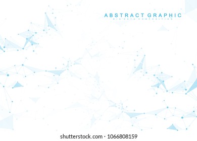 Geometric abstract background with connected line and dots. Graphic background for your design. Vector illustration