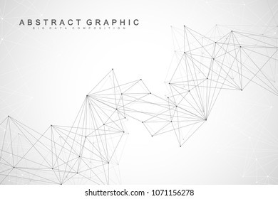 Geometric abstract background with connected line and dots. Graphic background for your design. Vector illustration