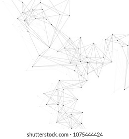 Geometric abstract background with connected line and dots. Graphic background for your design. Vector illustration