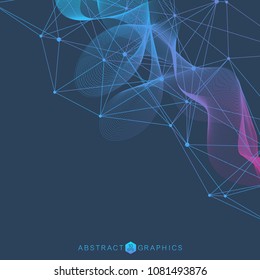 Geometric abstract background with connected line and dots. Structure molecule and communication. Scientific concept for your design. Medical, technology, science background. Vector illustration