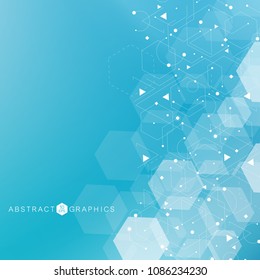 Geometric abstract background with connected line and dots. Structure molecule and communication. Scientific concept for your design. Medical, technology, science background. Vector illustration