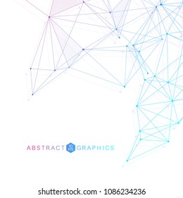 Geometric abstract background with connected line and dots. Structure molecule and communication. Scientific concept for your design. Medical, technology, science background. Vector illustration