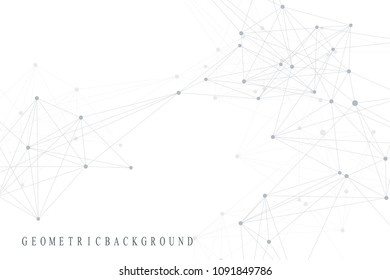 Geometric abstract background with connected line and dots. Graphic background for your design. Vector illustration.