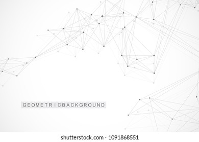 Geometric abstract background with connected line and dots. Graphic background for your design. Vector illustration.