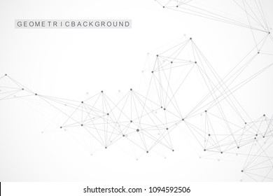 Geometric abstract background with connected line and dots. Graphic background for your design. Vector illustration.