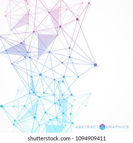 Geometric abstract background with connected line and dots. Structure molecule and communication. Scientific concept for your design. Medical, technology, science background. Vector illustration