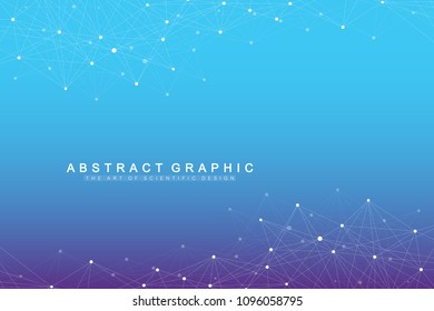 Geometric abstract background with connected line and dots. Graphic background for your design. Vector illustration.