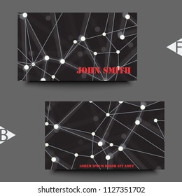 Geometric abstract background with connected line and dots. Structure molecule and communication. Business card template with abstract background. Eps10 Vector illustration