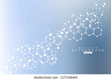 Geometric abstract background with connected line and dots. Scientific concept for your design. Global cryptocurrency blockchain business banner concept. Vector illustration.