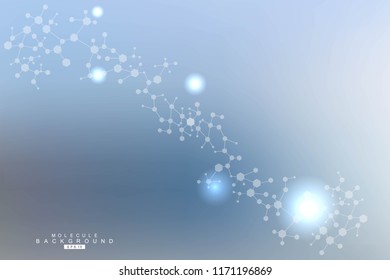 Geometric abstract background with connected line and dots. Structure molecule and communication. Scientific concept for your design. Medical, technology, science background. Vector illustration.