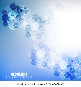 Geometric abstract background with connected line and dots. Structure molecule and communication. Big Data Visualization. Medical, technology, science background. Vector illustration