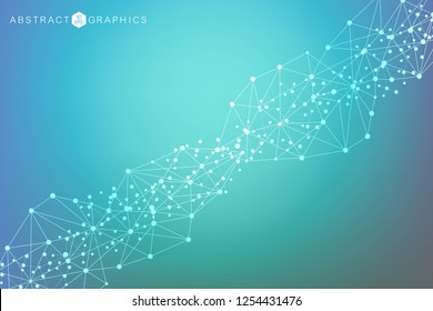 Geometric abstract background with connected line and dots. Structure molecule and communication. Scientific concept for your design. Medical, technology, science background. Vector illustration