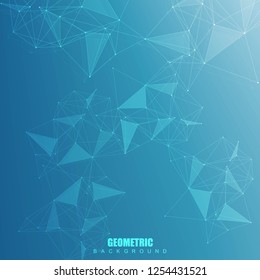 Geometric abstract background with connected line and dots. Structure molecule and communication. Scientific concept for your design. Medical, technology, science background. Vector illustration.
