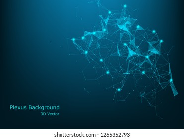 Geometric abstract background with connected line and dots. Big Data Visualization. Global network connection vector. Simple graphic background communication. Technology, science background - Vector