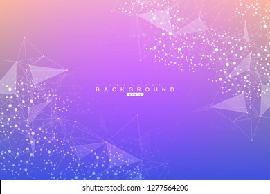 Geometric abstract background with connected line and dots. Structure molecule and communication. Scientific concept for your design. Medical, technology, science background. Vector illustration