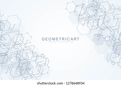 Geometric abstract background with connected line and dots. Structure molecule and communication. Big Data Visualization. Medical, technology, science background. Vector illustration