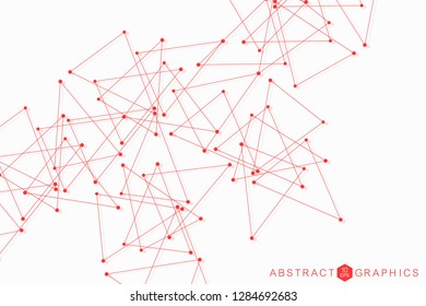 Geometric abstract background with connected line and dots. Structure molecule and communication. Scientific concept for your design. Medical, technology, science background. Vector illustration
