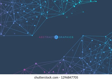 Geometric abstract background with connected line and dots. Structure molecule and communication. Scientific concept for your design. Medical, technology, science background. Vector illustration