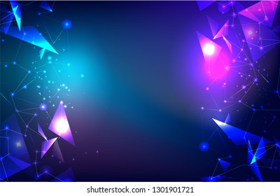 Geometric abstract background with connected line and dots.Network and connection background for your presentation. Graphic polygonal background. Scientific vector illustration.