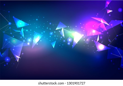 Geometric abstract background with connected line and dots.Network and connection background for your presentation. Graphic polygonal background. Scientific vector illustration.