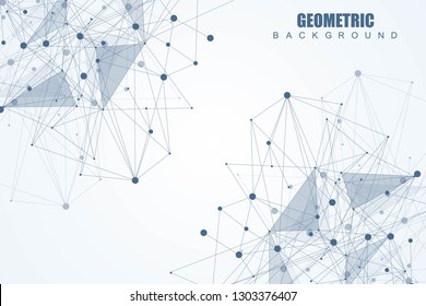 Geometric abstract background with connected line and dots. Structure molecule and communication. Scientific concept for your design. Medical, technology, science background. Vector illustration