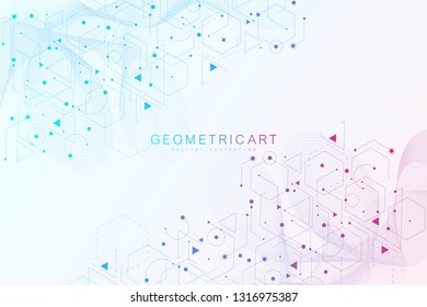 Geometric abstract background with connected line and dots. Structure molecule and communication. Scientific concept for your design. Medical, technology, science background. Vector illustration