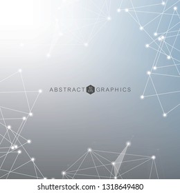 Geometric abstract background with connected line and dots. Structure molecule and communication. Scientific concept for your design. Medical, technology, science background. Vector illustration