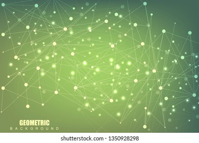 Geometric abstract background with connected line and dots. Structure molecule and communication. Big Data Visualization. Medical, technology, science background. Vector illustration