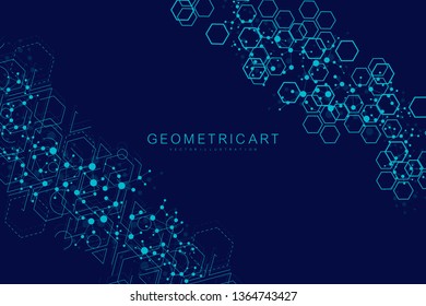 Geometric abstract background with connected line and dots. Structure molecule and communication. Big Data Visualization. Medical, technology, science background. Vector illustration