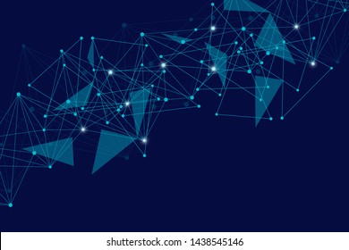 Geometric abstract background with connected line and dots. Structure molecule and communication. Big Data Visualization. Medical, technology, science background. Vector illustration.