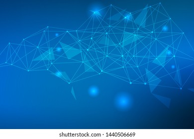 Geometric abstract background with connected line and dots. Structure molecule and communication. Big Data Visualization. Medical, technology, science background. Vector illustration.
