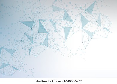 Geometric abstract background with connected line and dots. Structure molecule and communication. Big Data Visualization. Medical, technology, science background. Vector illustration.