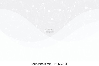 Geometric abstract background with connected line and dots. Vector illustration. Black and white molecule structure. Science and connection concept