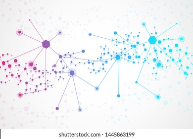 Geometric abstract background with connected line and dots. Structure molecule and communication. Big Data Visualization. Medical, technology, science background. Vector illustration.