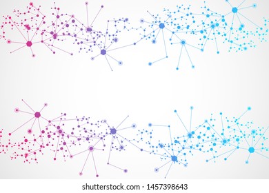 Geometric abstract background with connected line and dots. Structure molecule and communication. Big Data Visualization. Medical, technology, science background. Vector illustration.