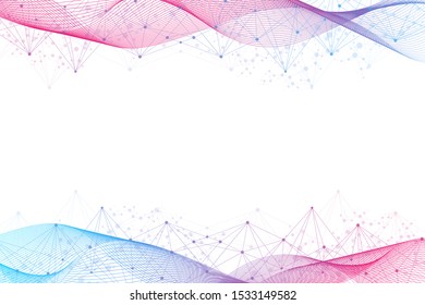 Geometric abstract background with connected line and dots. Structure molecule and communication. Big Data Visualization. Medical, technology, science background. Vector illustration.