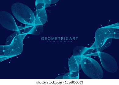 Geometric abstract background with connected line and dots. Structure molecule and communication. Big Data Visualization. Medical, technology, science background. Vector illustration.