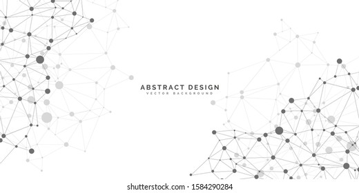 Geometric abstract background with connected line and dots. Network and connection background for your presentation. Digital technology background and network connection.  vector illustration