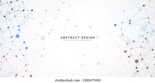 Geometric abstract background with connected line and dots. Network and connection background for your presentation. Digital technology background and network connection.  vector illustration